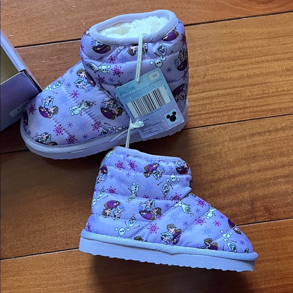 Disney Lavender Frozen Bootie Slippers for Kids